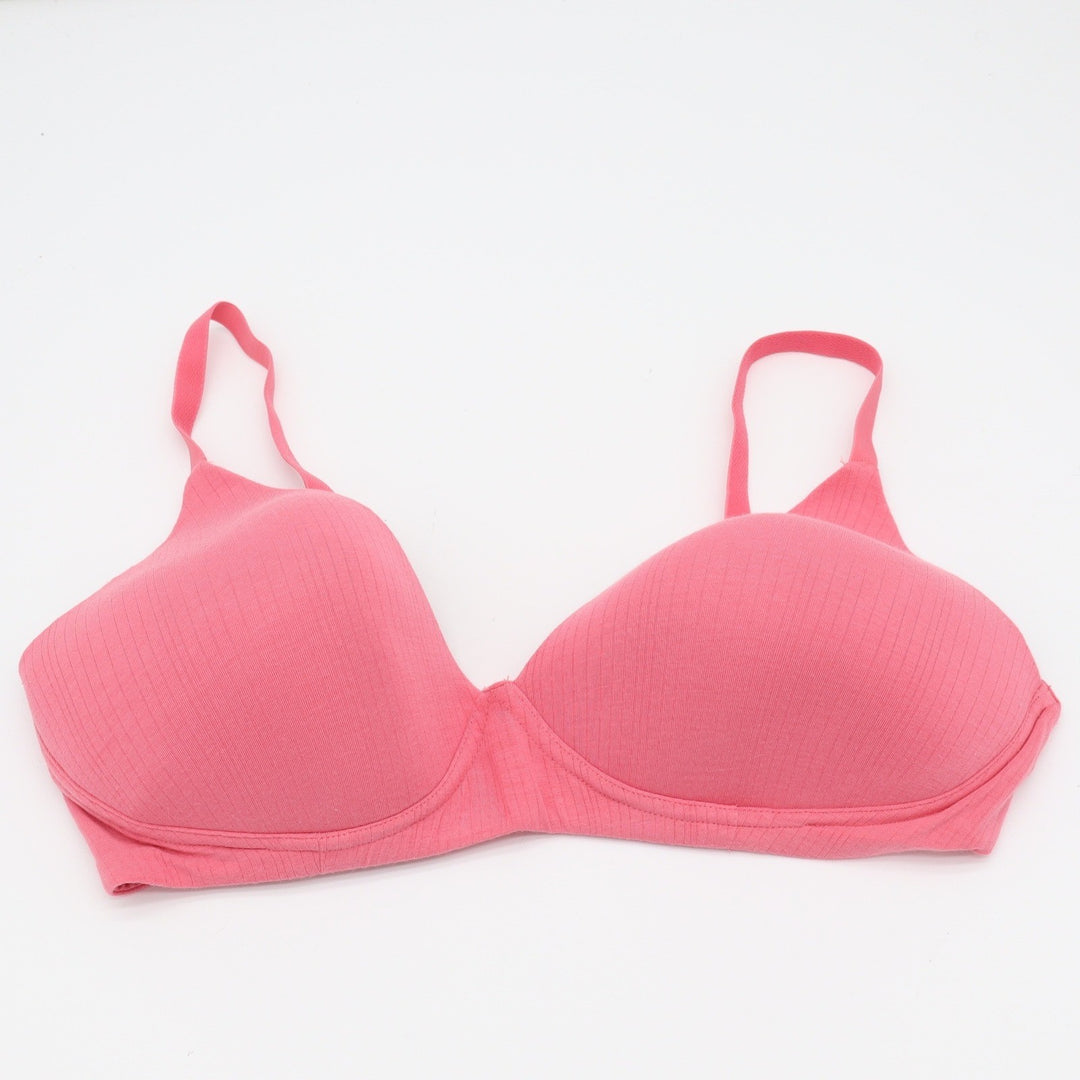 Auden Bralette Womens Large Lightly Lined Pink Ribbed Wireless Excellent