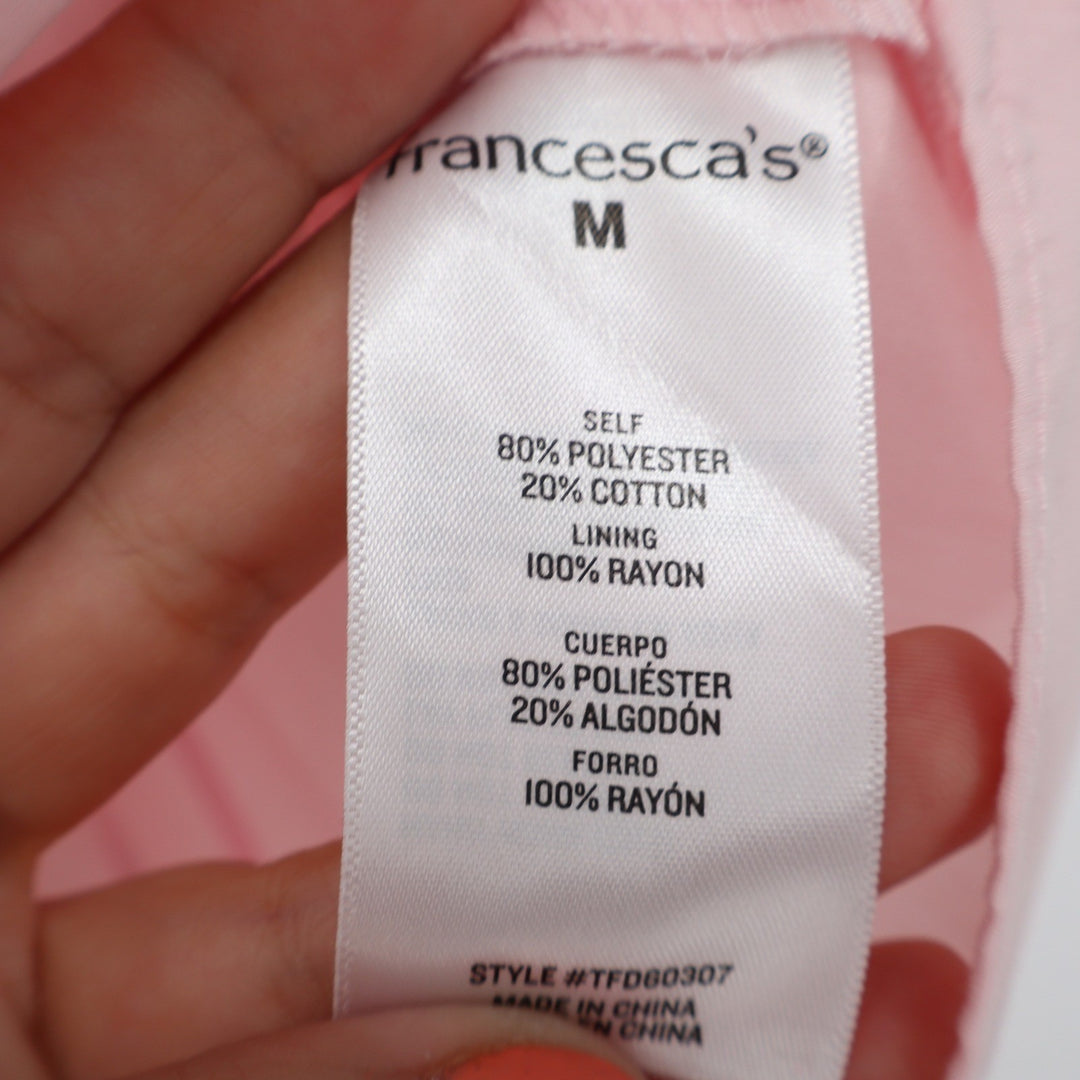 mi ami for Francesca's Pink Pleated Peplum Camisole Top Smocked Back Medium