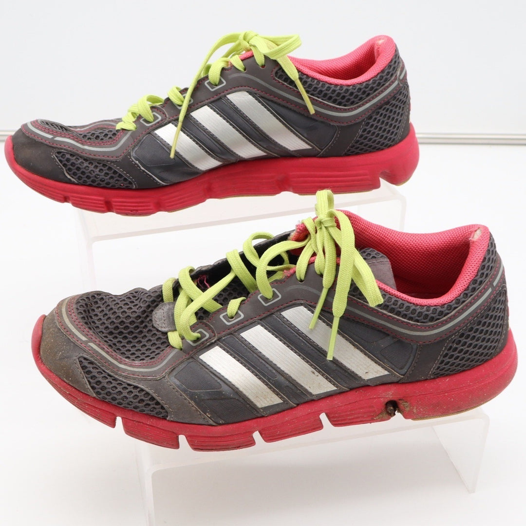 Adidas Womens Running Shoes Grey Red Lime Green Low Top Sneakers Size 10