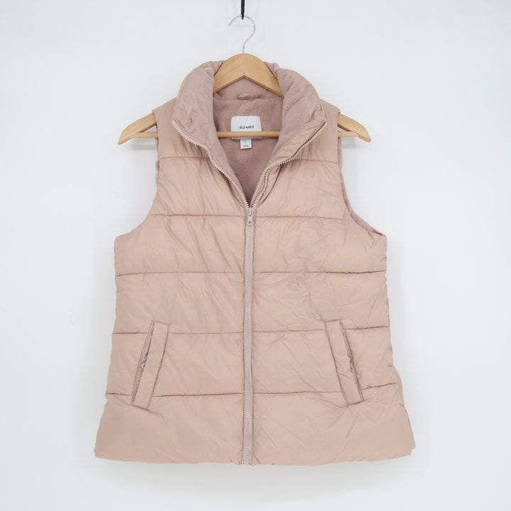 Old Navy Frost Free Puffer Vest Womens Large Blush Nylon Full Zip Fleece Lined