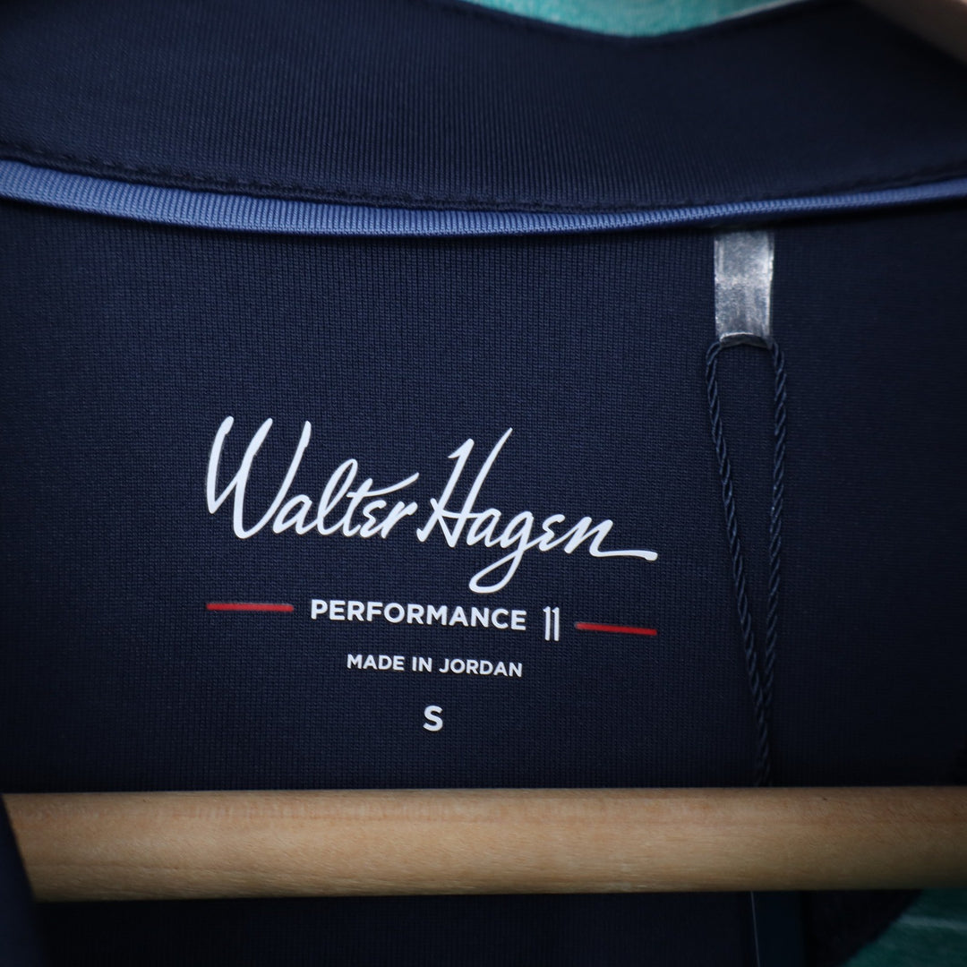 Walter Hagen Mens P11 Classic Stripe Polo Shirt Aquatic Teal White Size S New