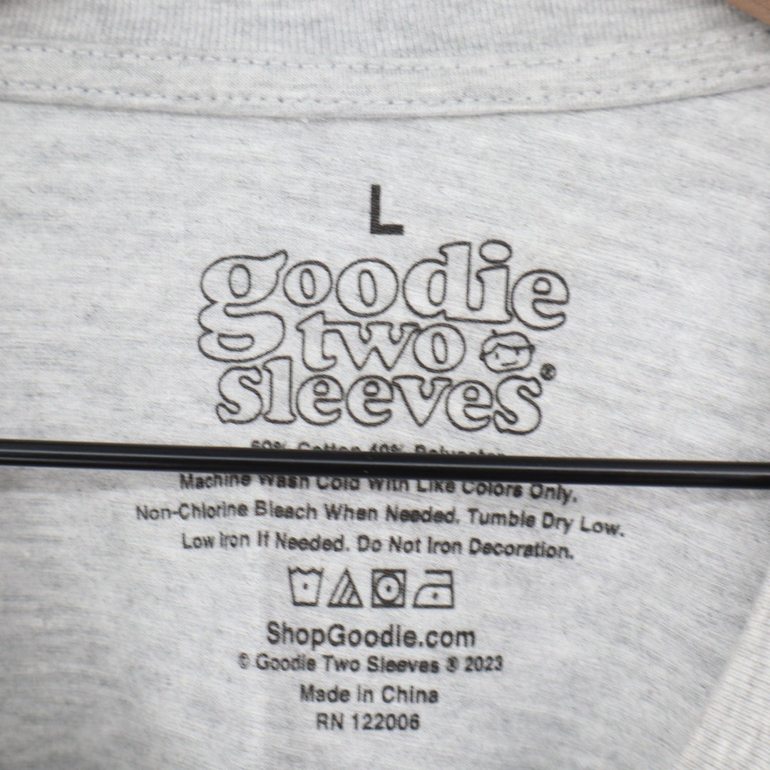 Goodie Two Sleeves Giddy Up Graphic Tee Heather Gray Pink Western Cowgirl Large