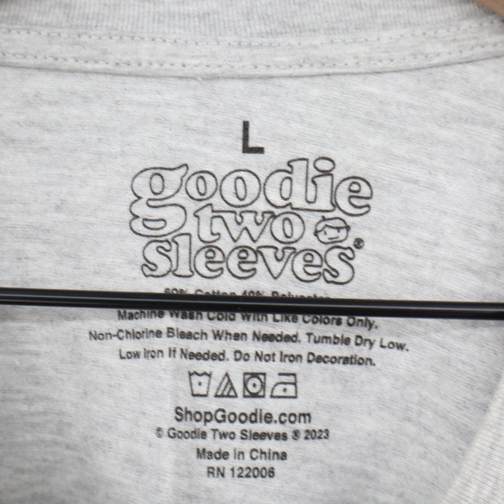 Goodie Two Sleeves Giddy Up Graphic Tee Heather Gray Pink Western Cowgirl Large
