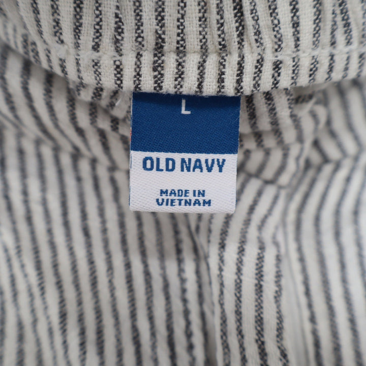 Old Navy Womens Linen Blend Striped High Rise Pleated Shorts Black White Large