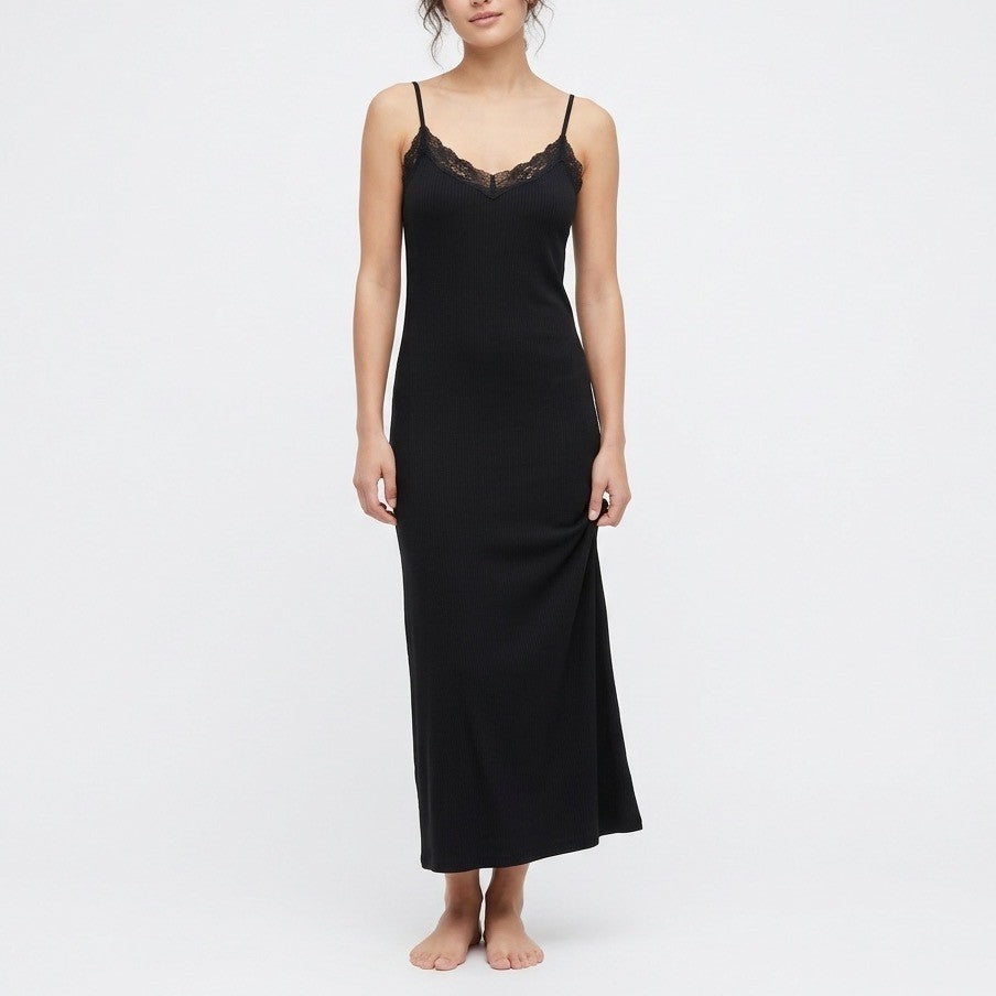 I.N.C. International Concepts Intimates Nightgown Womens Small Black Lace Trim