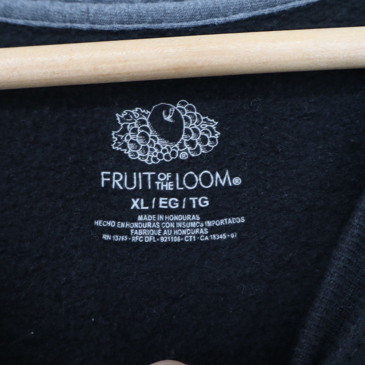 Fruit of the Loom Mens XL Black Crewneck Sweatshirt Solid Fleece Pullover