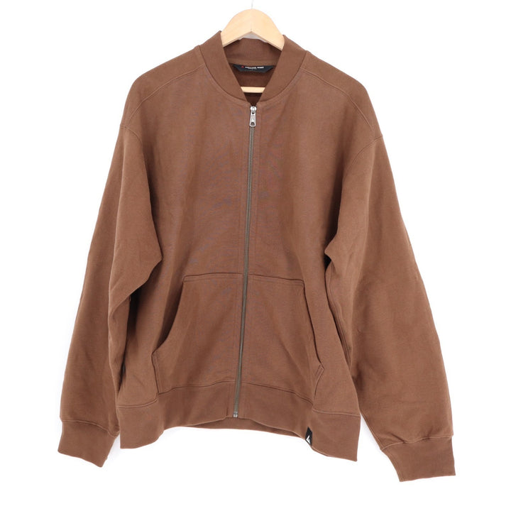 American Giant Bomber Jacket Mens L Brown Full Zip Cotton Fleece Lined Ribbed
