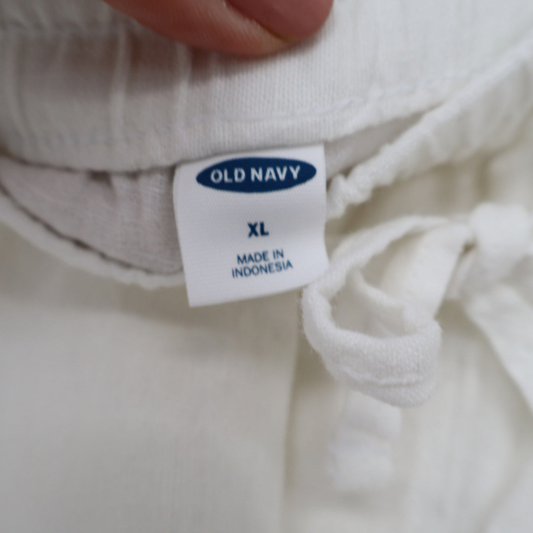 Old Navy Womens XL Cream Linen Blend Pull On Elastic Waist Drawstring Shorts NEW