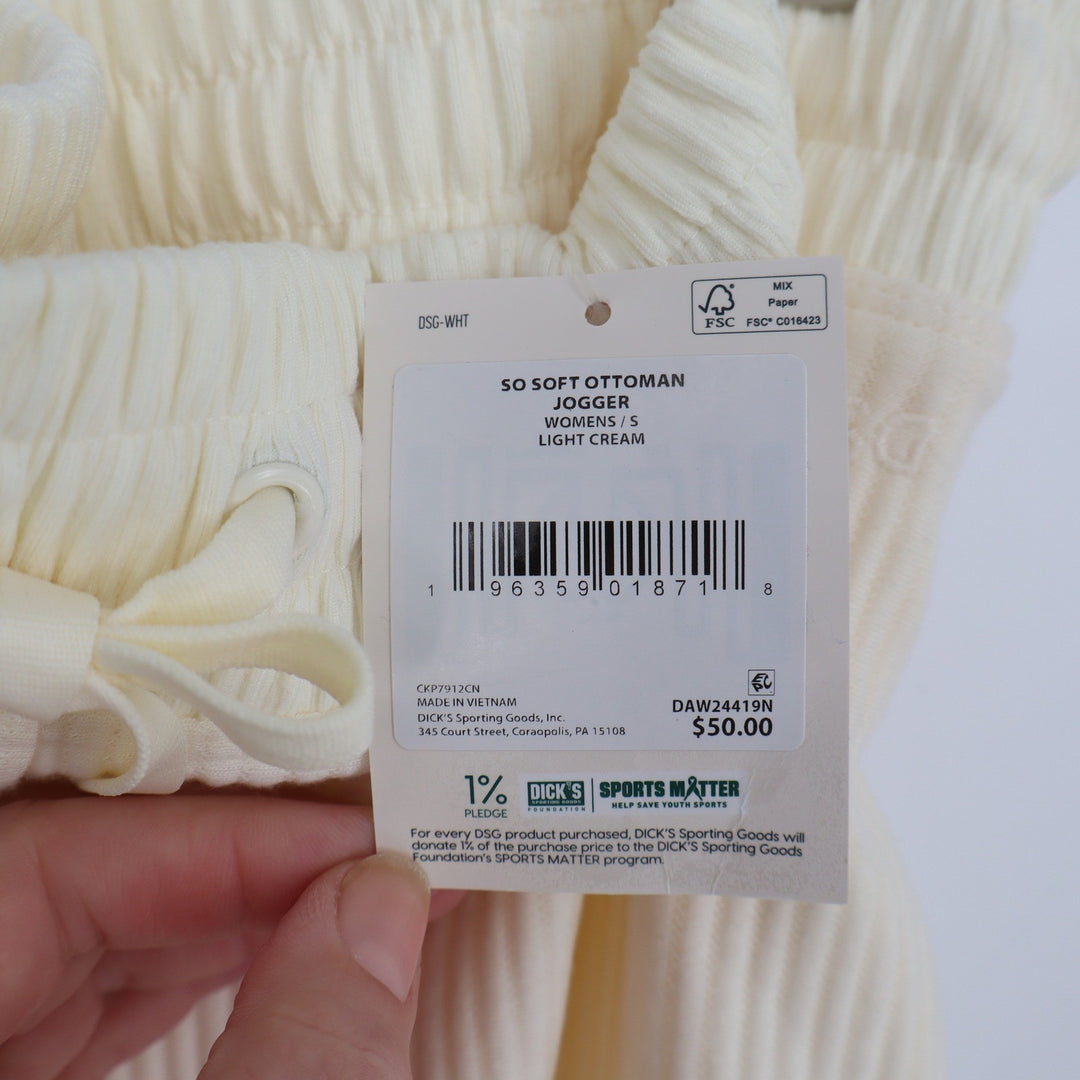 DSG So Soft Ottoman Jogger Womens Small Light Cream Ribbed Knit Pants
