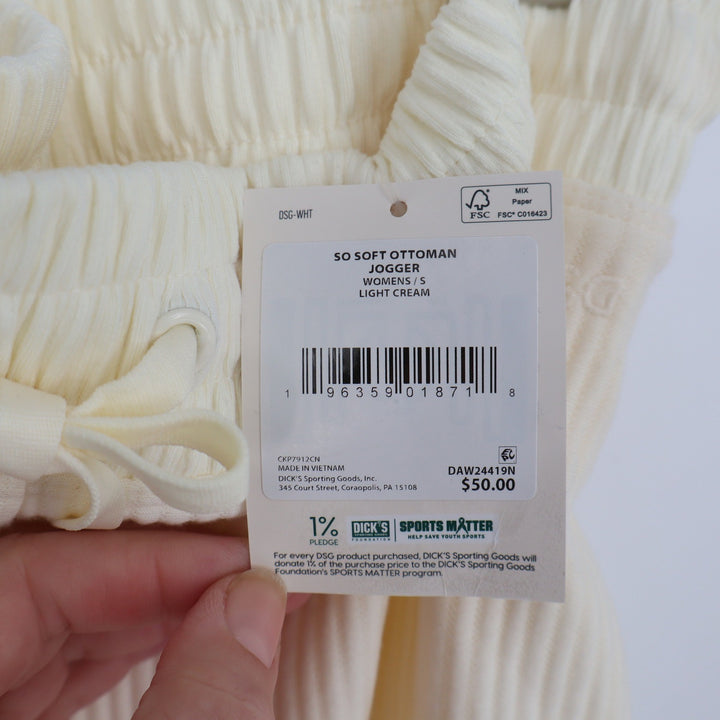 DSG So Soft Ottoman Jogger Womens Small Light Cream Ribbed Knit Pants
