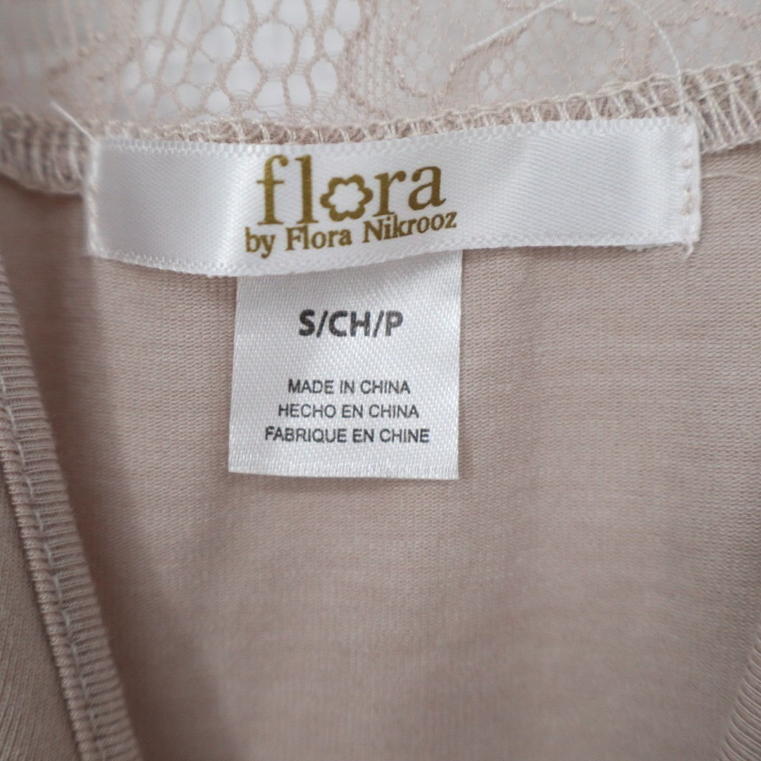 Flora By Flora Nikrooz Camisole Top Womens Small Beige Stretch Lace Strap V-Neck