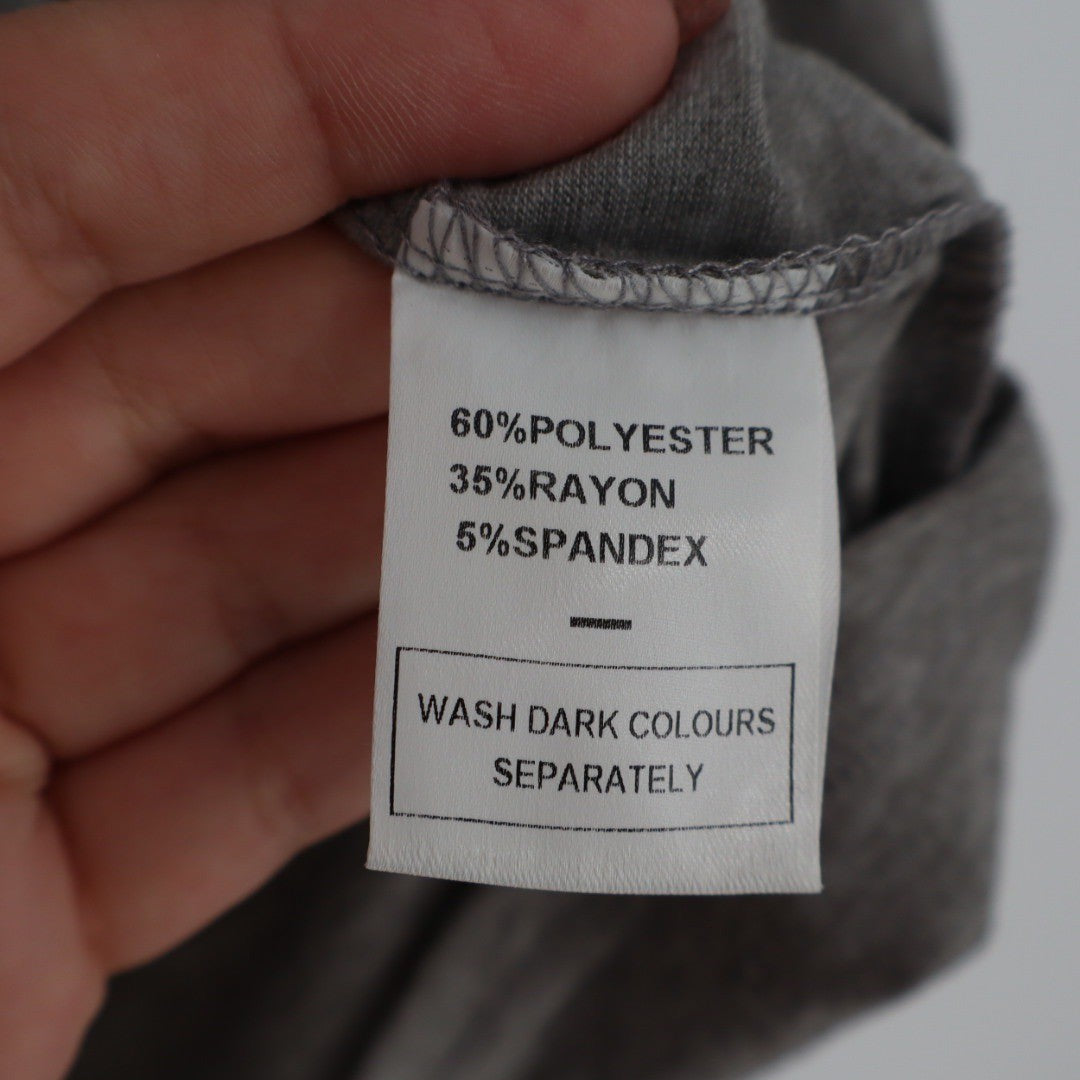 XIEERDUO Gray V Neck T Shirt Size S Rolled Sleeve Casual Everyday Top