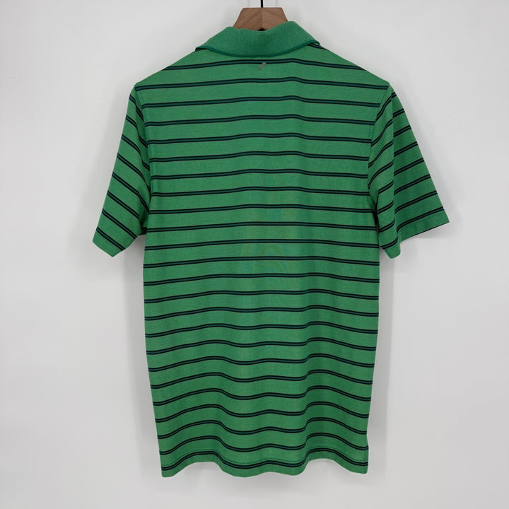 IZOD Perform Xtreme Function Golf Polo Shirt Green Black Stripe Short Sleeve