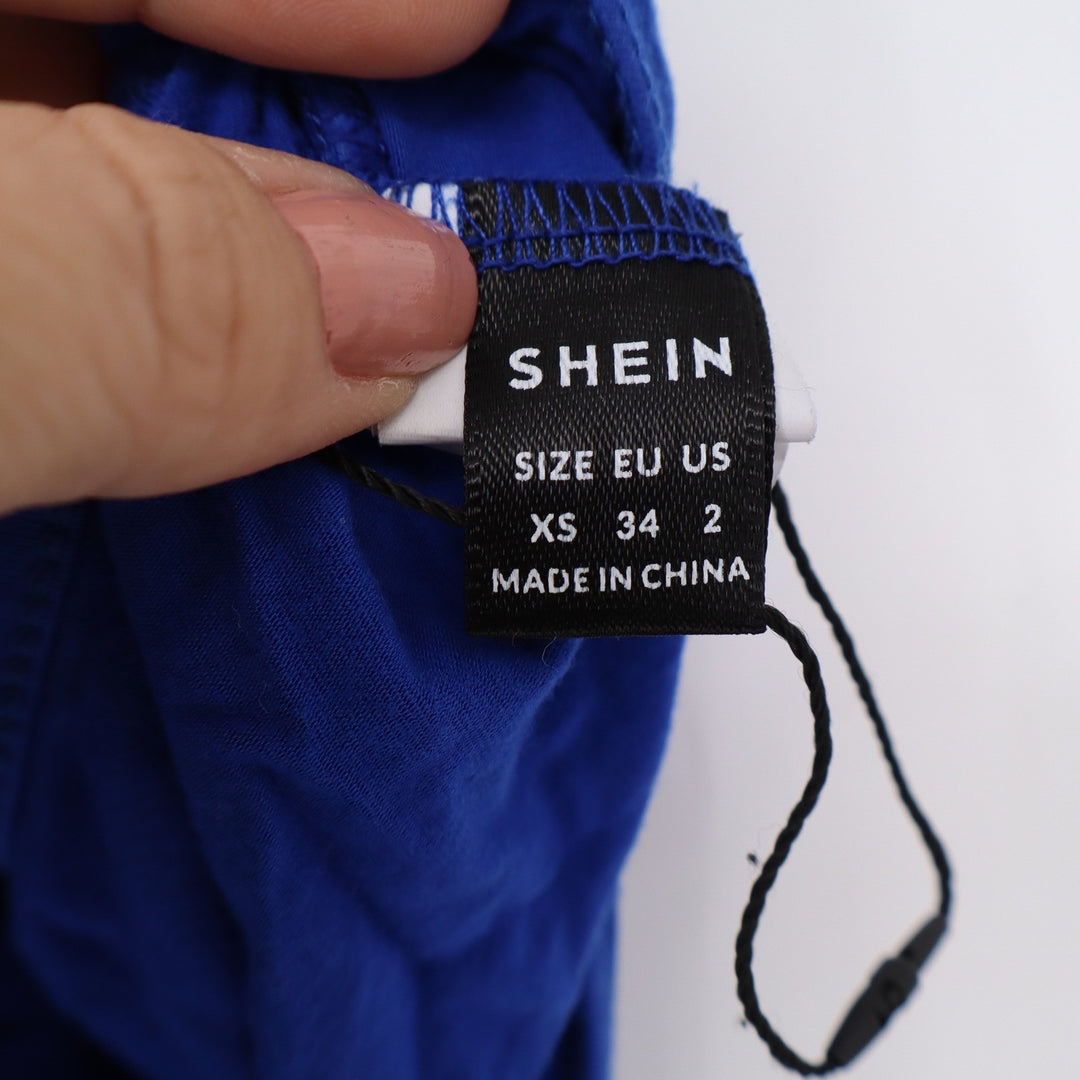 SHEIN Royal Blue Halter Neck Deep V-Neck Bodysuit XS Low Back