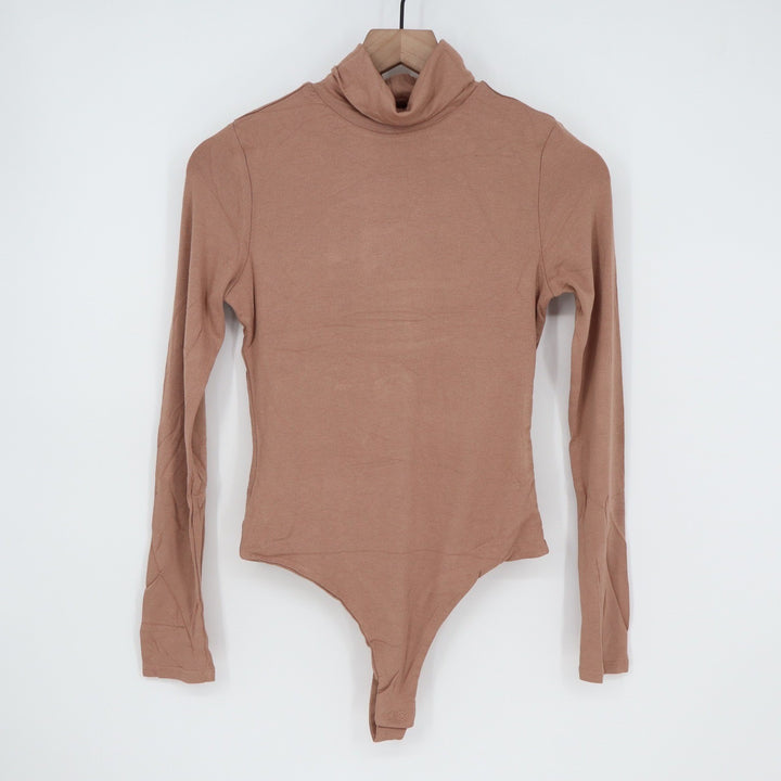 Naked Wardrobe Mauve Brown Turtleneck Long Sleeve Bodysuit Large