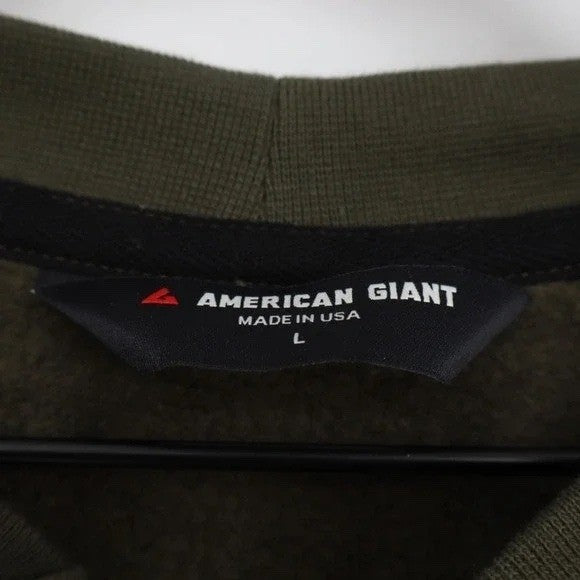American Giant Midweight Sweatshirt Mens M Olive Green Cotton Snap Henley Neck