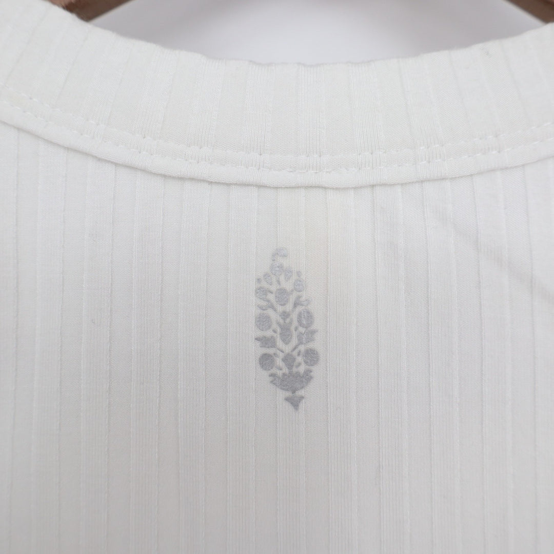 Free People Movement Tank Top Womens L White Ribbed Knit Round Neck Activewear