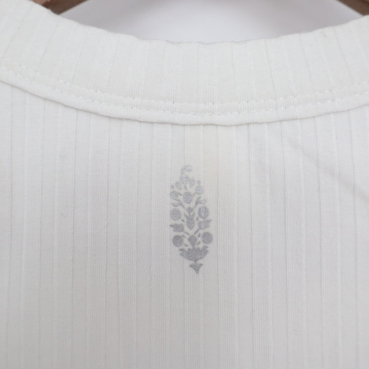 Free People Movement Tank Top Womens L White Ribbed Knit Round Neck Activewear