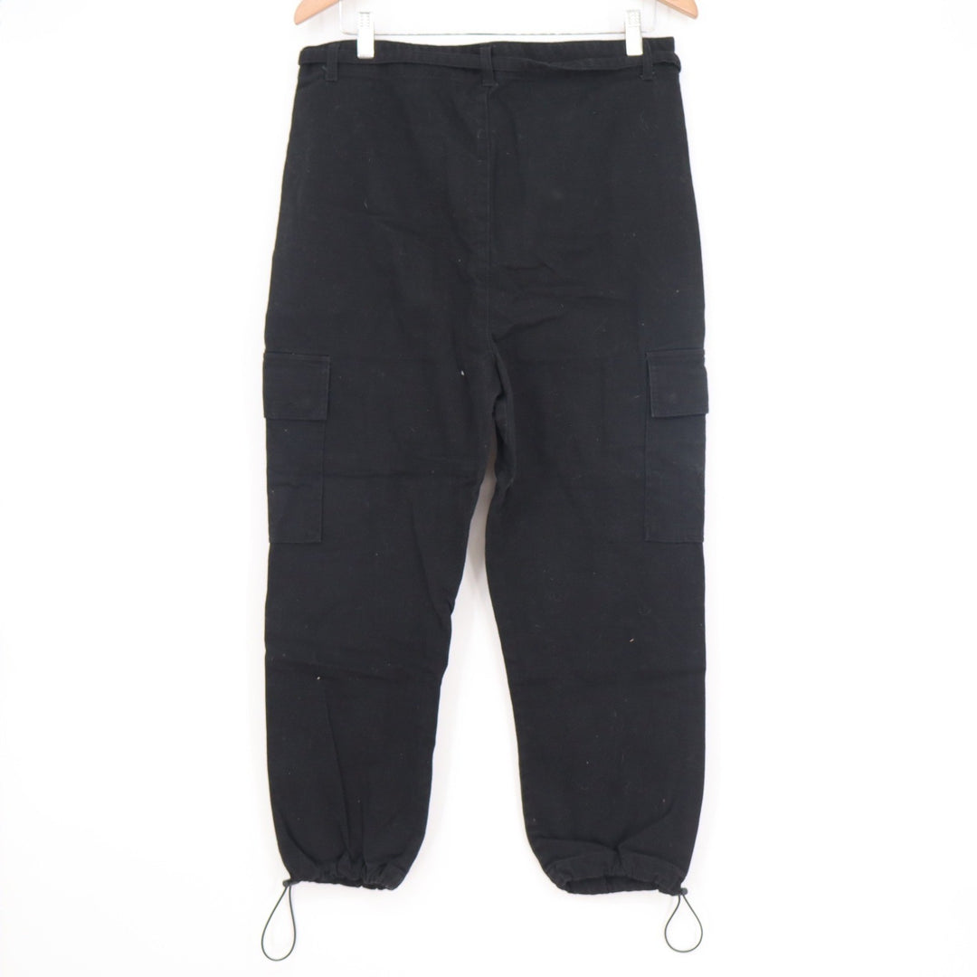 Elwood Mens Black Cotton Cargo Pants Drawstring Bungee Ankle Size 32 Streetwear