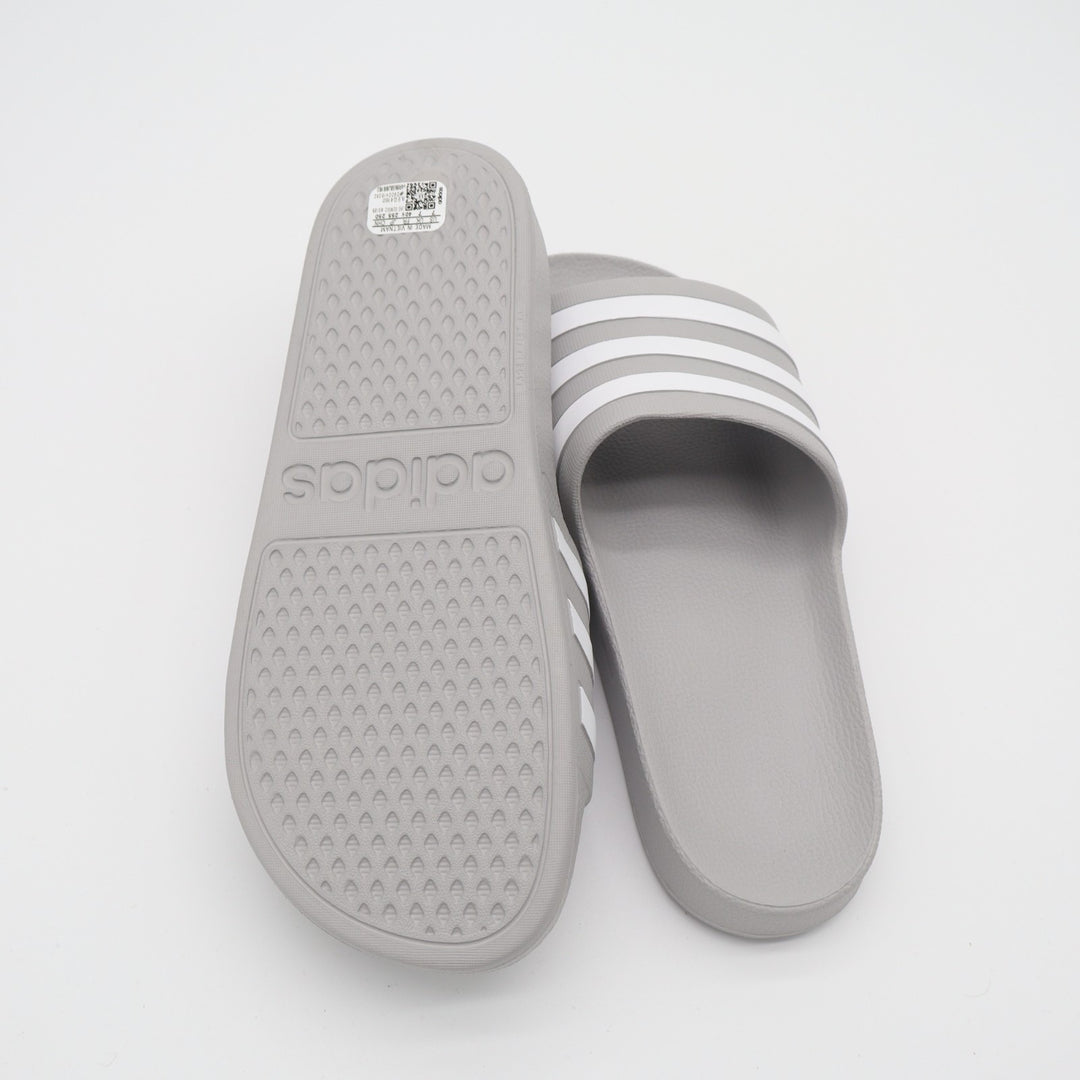 Adidas Adilette Aqua Slide Unisex US M7/W8 Gray White Striped Slip On Sandals