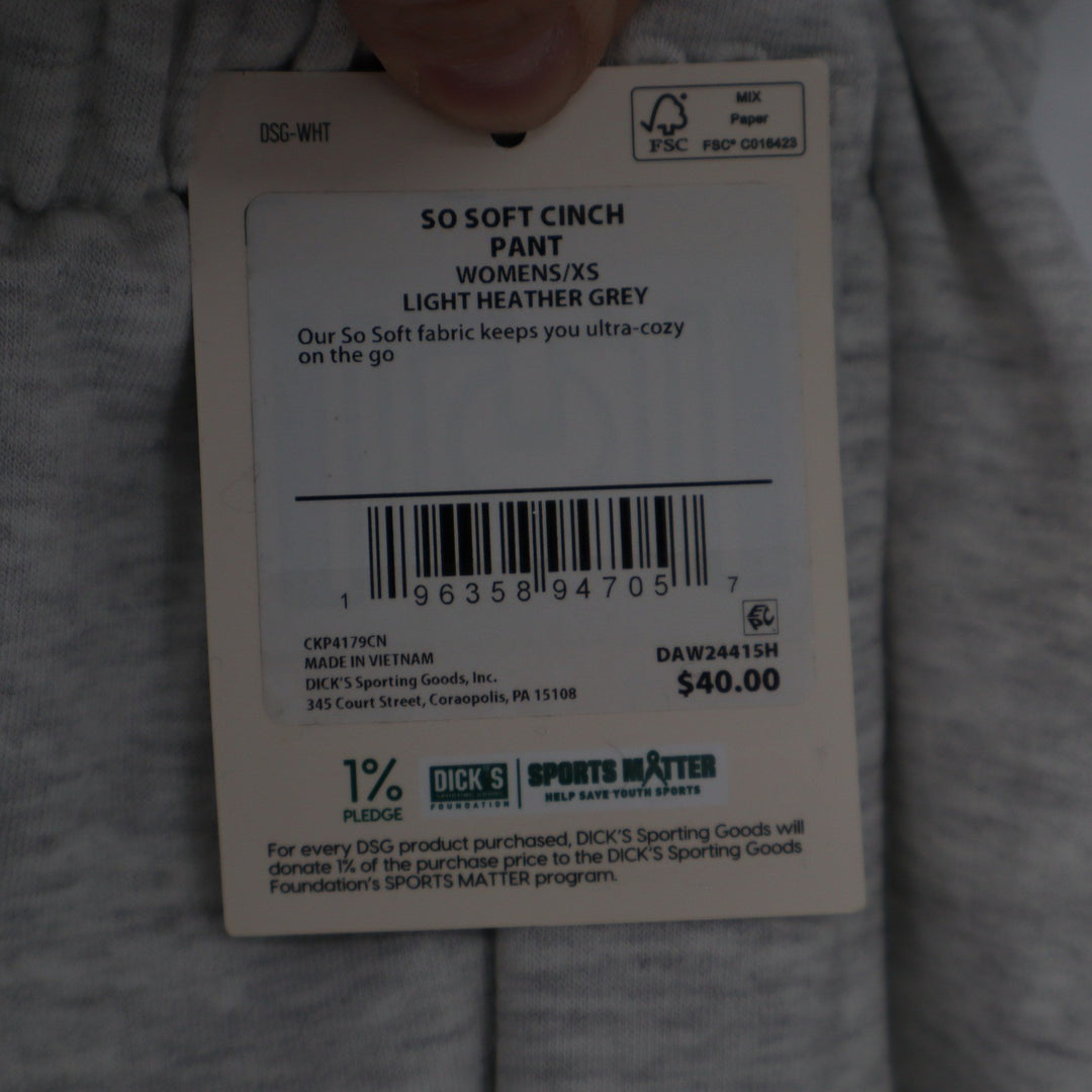 DSG Womens So Soft Cinch Pant Light Heather Grey Jogger Sweatpants XS