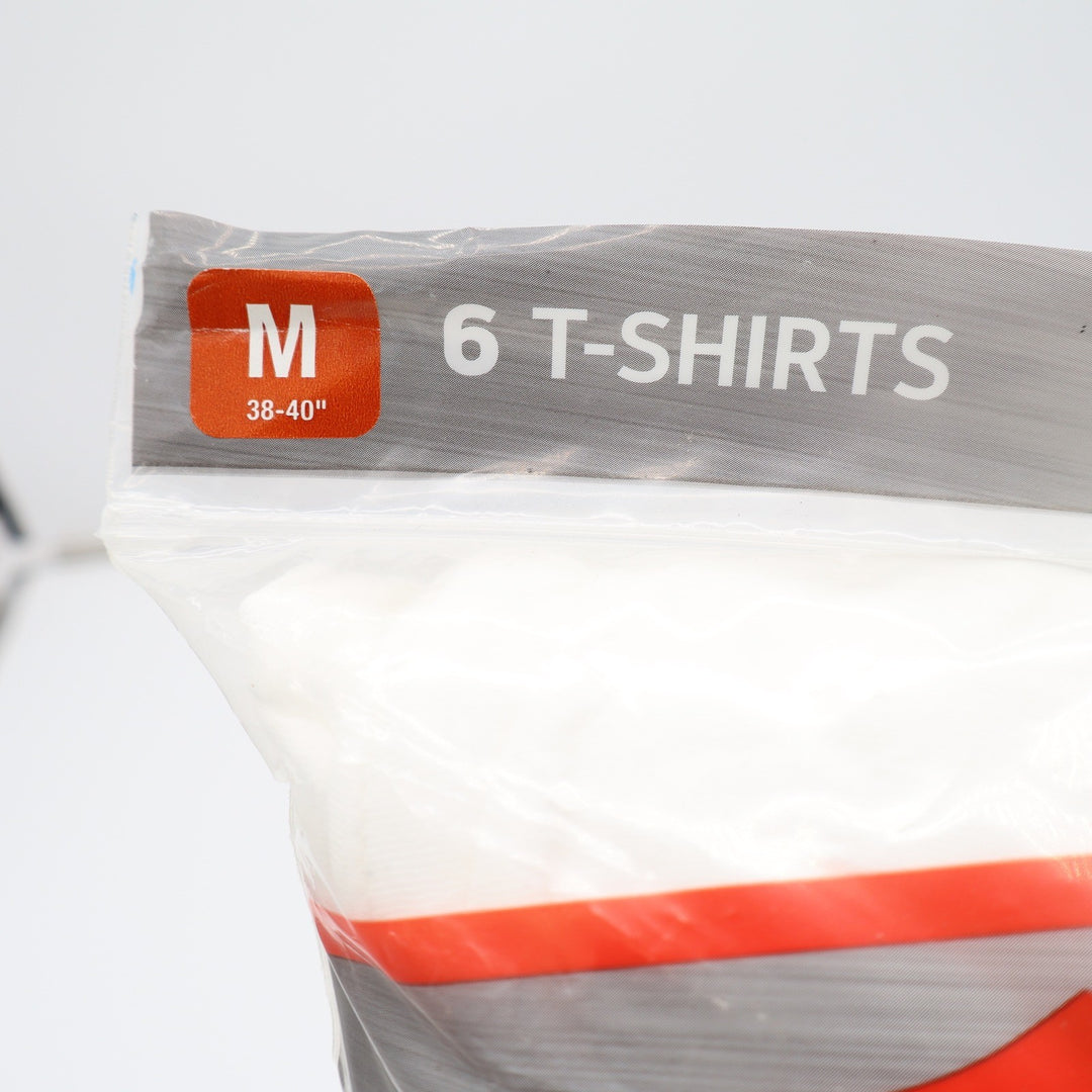 Hanes T-Shirts Mens Medium Ultimate Tagless 6-Pack White Crew Neck NEW