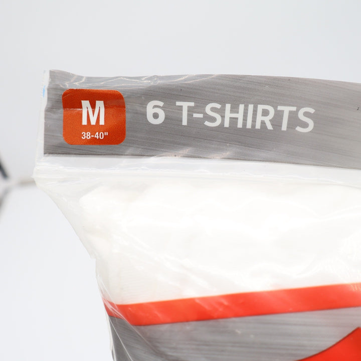 Hanes T-Shirts Mens Medium Ultimate Tagless 6-Pack White Crew Neck NEW