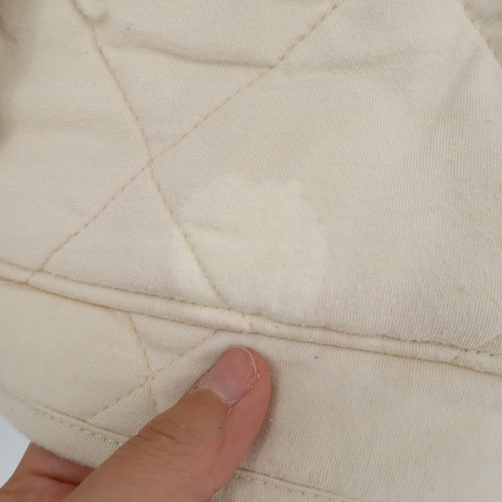Wild Fable Quilted Jacket Womens Small Cream Full Zip Cotton Hooded Long Sleeve