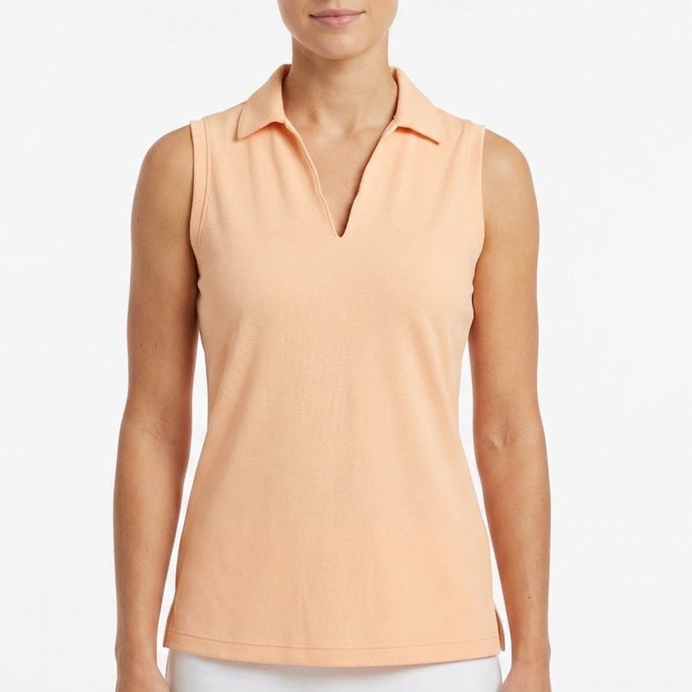Walter Hagen Clubhouse Womens Sleeveless Golf Polo Shirt Peach Orange XS