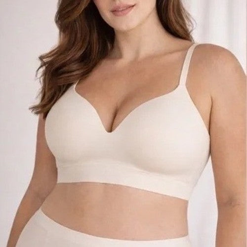 Truekind Supportive Comfort Wireless Shaping Bra XL Chai Stretch Sweetheart Neck