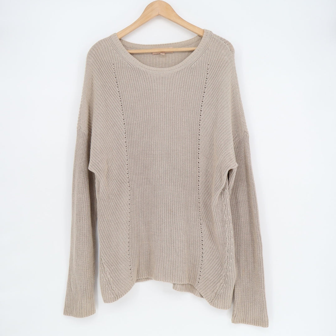 Philosophy Republic Clothing Sweater Womens Large Beige Knit Cotton Round Neck