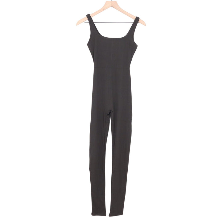 Naked Wardrobe Black Ribbed Scoop Neck Sleeveless Jumpsuit Catsuit Small