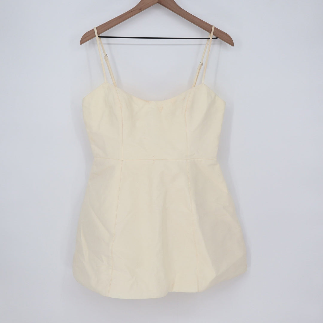 Showpo Carolina Mini Dress Off White Scoop Neck Panel Bodice Womens Size 8