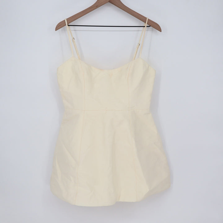 Showpo Carolina Mini Dress Off White Scoop Neck Panel Bodice Womens Size 8