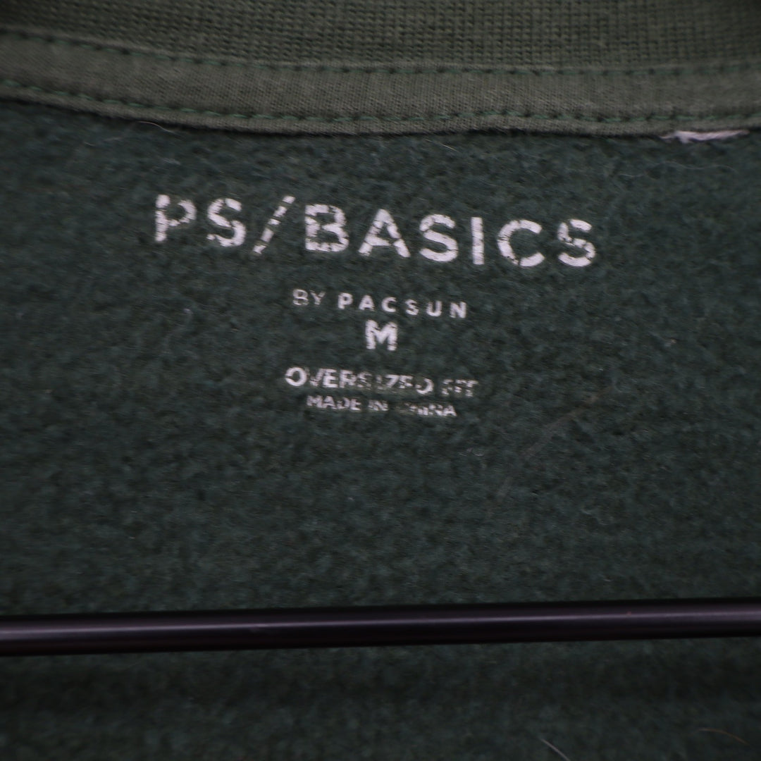 PS/Basics Sweatshirt Mens M Oversized Fit Green Crew Neck Fleece Excellent