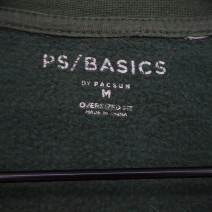 PS/Basics Sweatshirt Mens M Oversized Fit Green Crew Neck Fleece Excellent