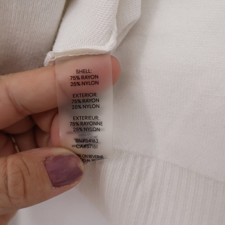 Calvin Klein Ivory Open Front Cropped Cardigan Sweater XL 10765