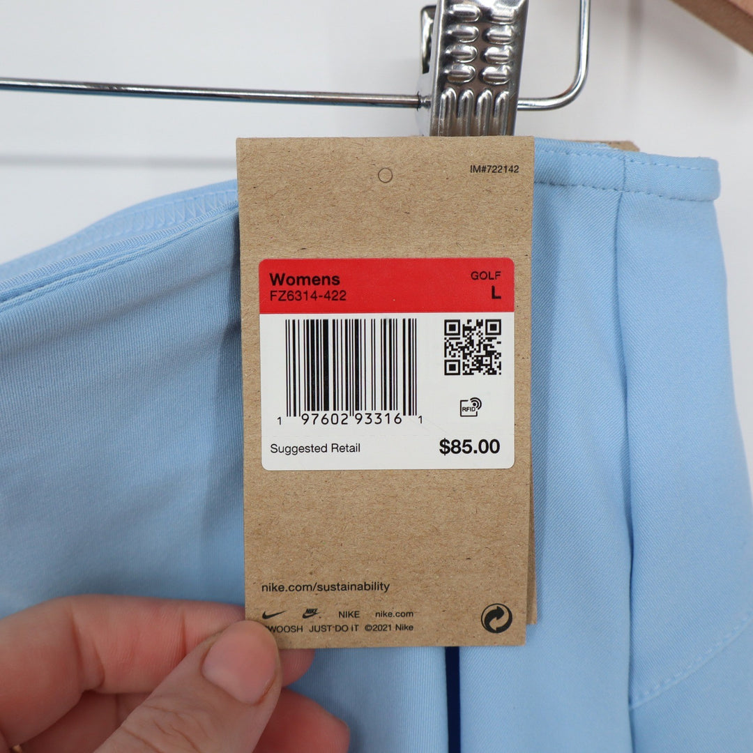 Nike Womens Dri-FIT Golf Skort Light Blue Athletic Skirt Size L NEW