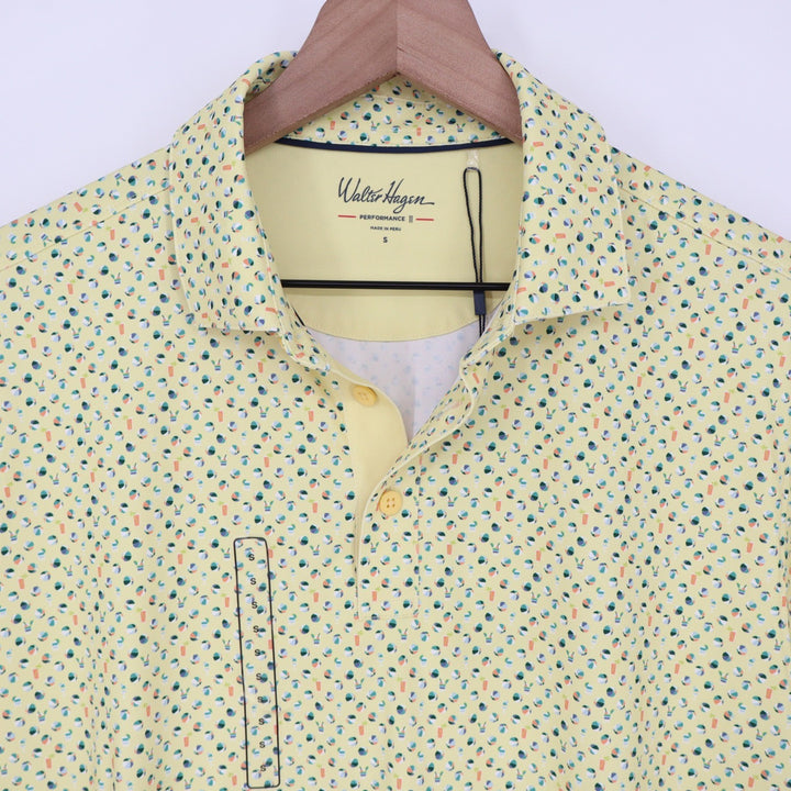 Walter Hagen Mens Performance 11 Golf Polo Shirt Yellow Beach Ball Cocktail S