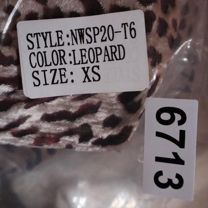 Naked Wardrobe Leopard Print Twist Front Smocked Crop Top XS Brown