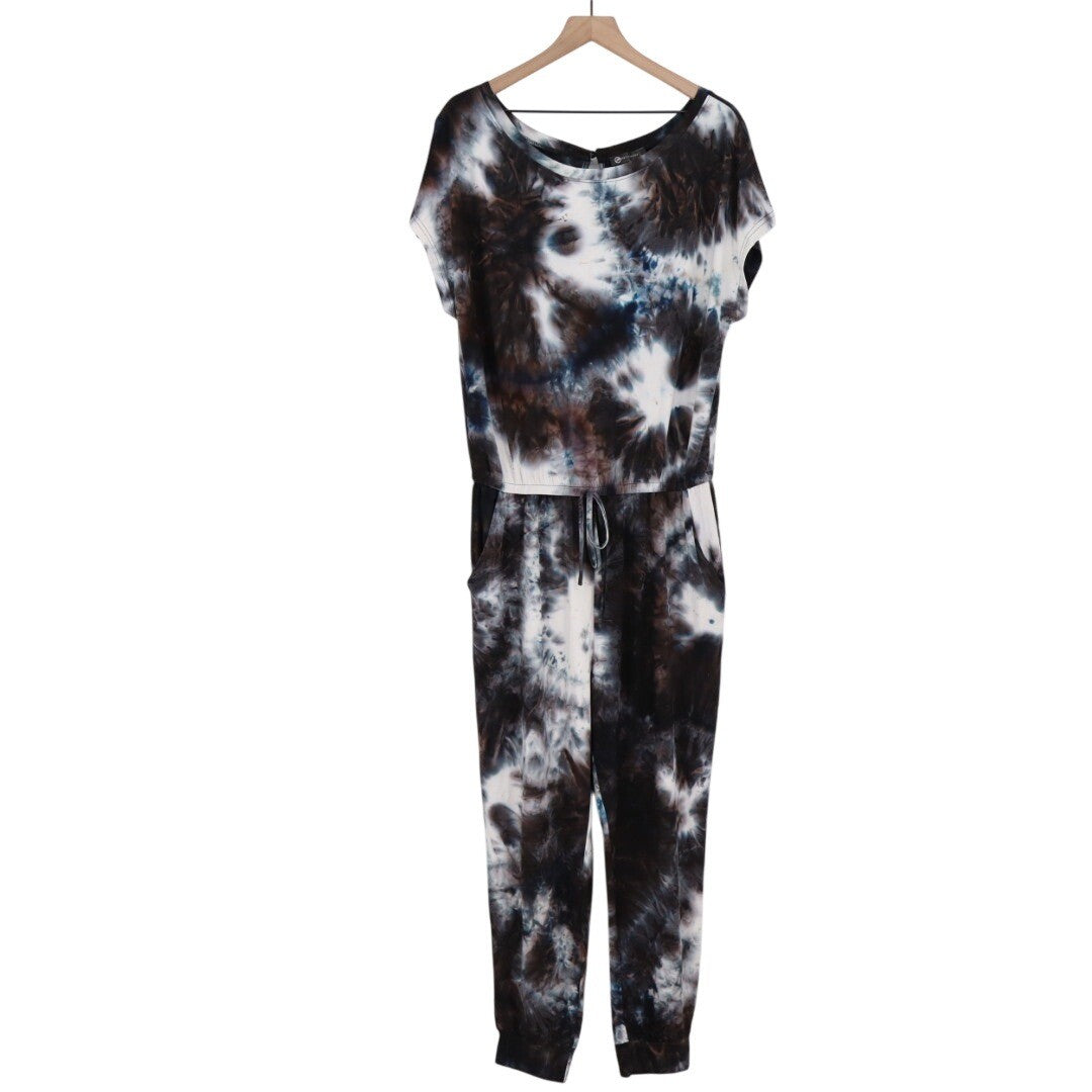 PRETTY GARDEN Tie Dye Jumpsuit Long Sleeve Scoop Neck Drawstring Waist L