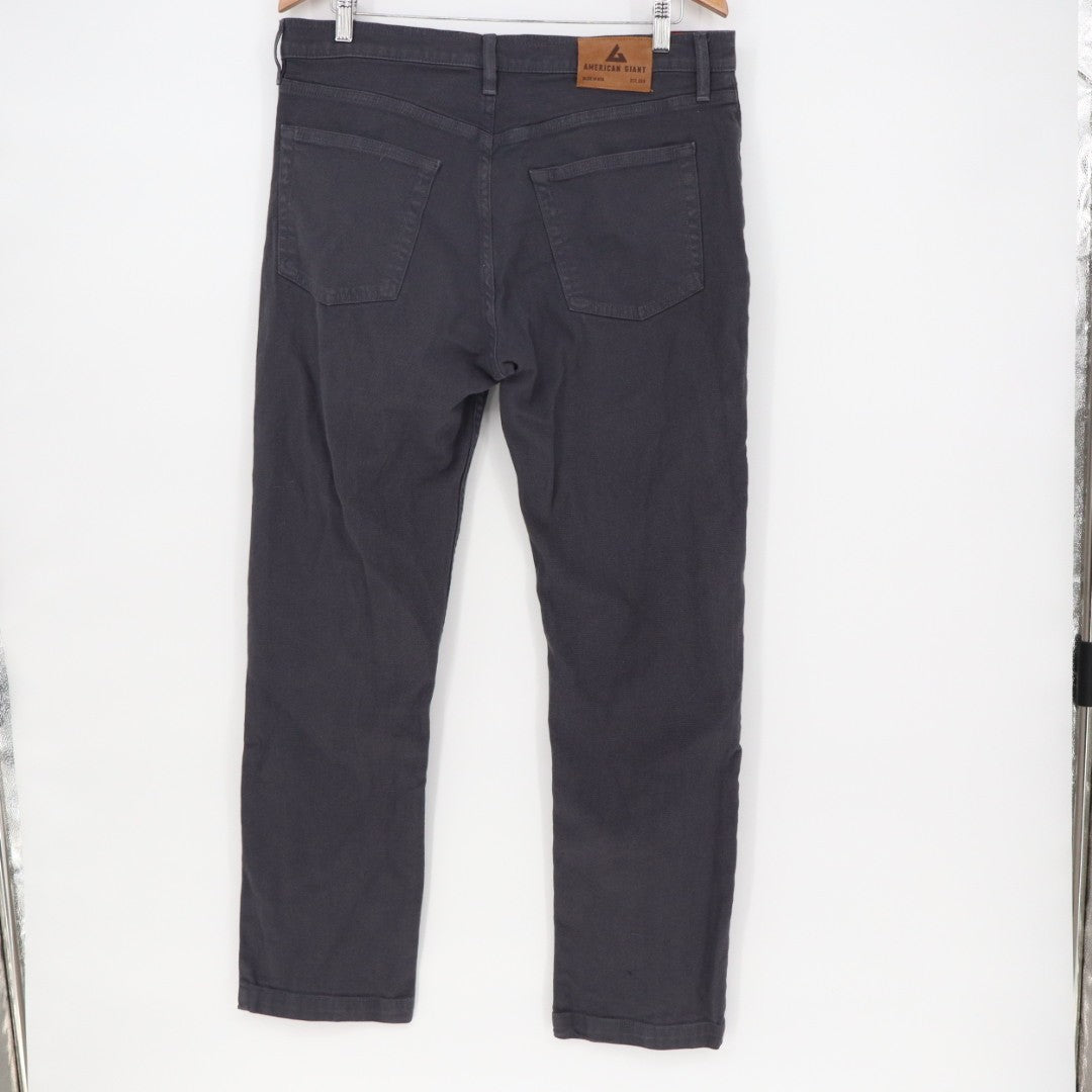 American Giant Roughneck Jeans Men 32x30 Charcoal Gray Stretch Mid Rise Straight