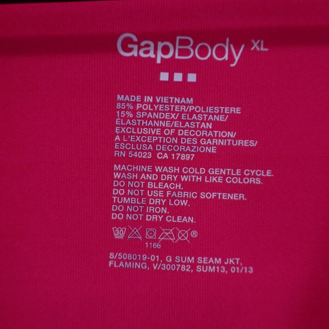 GapBody Womens XL Flaming Pink Full Zip Active Track Jacket Thumbholes
