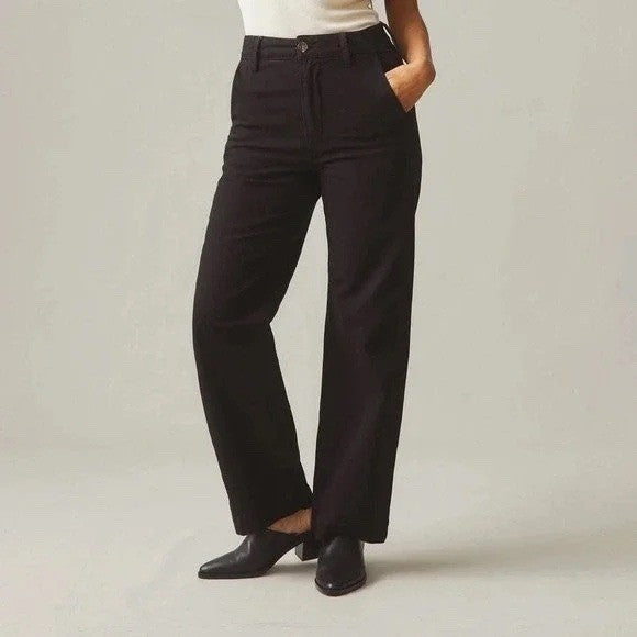 American Giant Womens Black Wide Leg Cropped Pants Made in USA Size 8