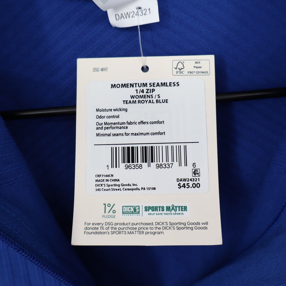 DSG Womens Momentum Seamless 1/4 Zip Pullover Team Royal Blue Small