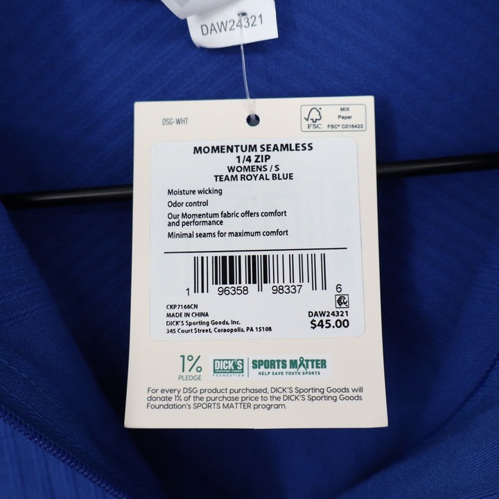 DSG Womens Momentum Seamless 1/4 Zip Pullover Team Royal Blue Small