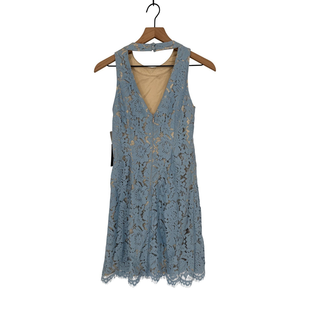Vince Camuto Lace Halter Neck Dress Light Blue A Line Size 2