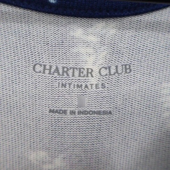 Charter Club Intimates Womens Medium Navy Blue Forest Stroll Pajama Top