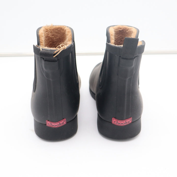 Chooka Womens Black Chelsea Rain Boots Plush Lined Waterproof Size 11 NEW