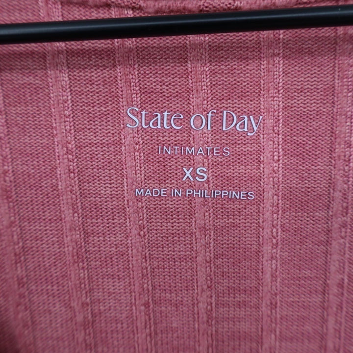 State of Day Intimates Pajama Top Womens XS Cinder Rose Pink Ribbed Henley Neck